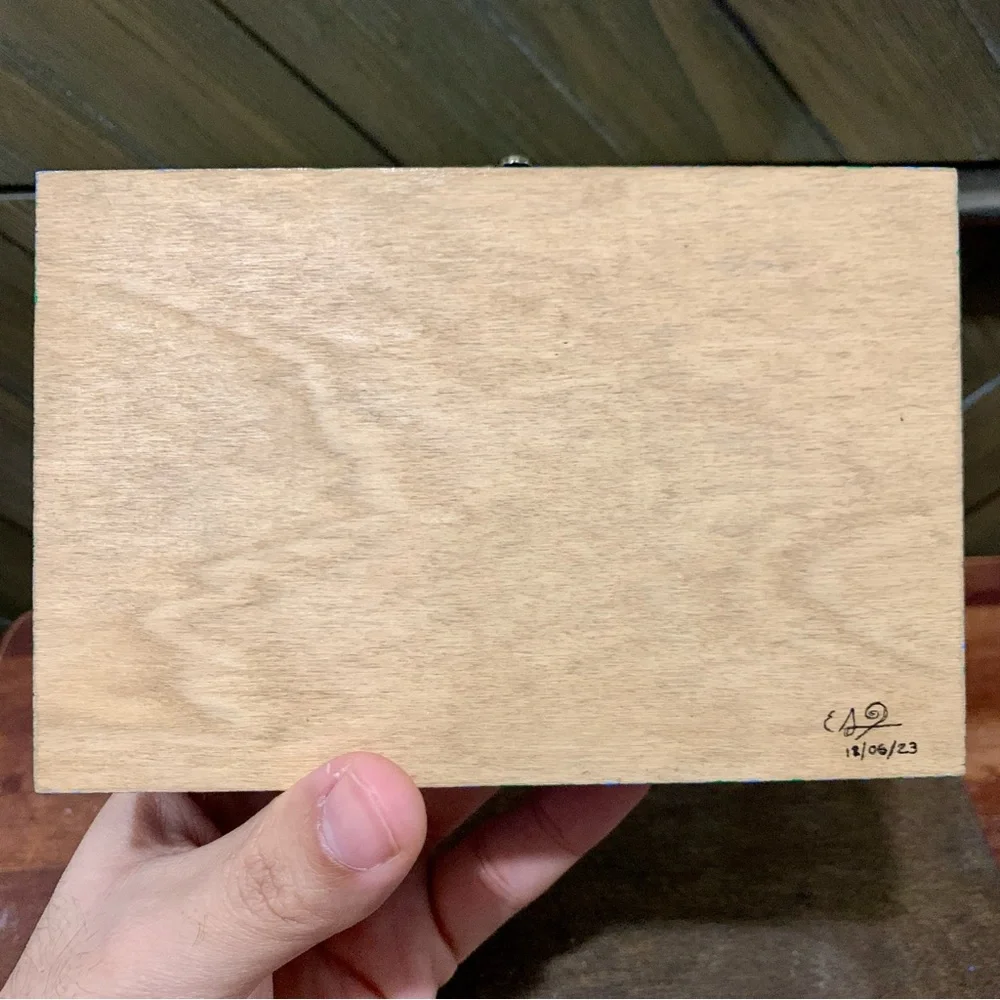Blooming Rose Blue Wooden Box